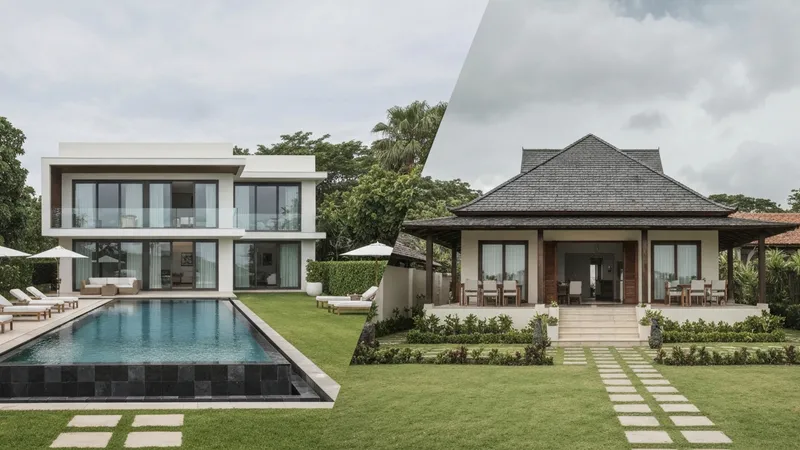 Villa dining area with outdoor entertainment space